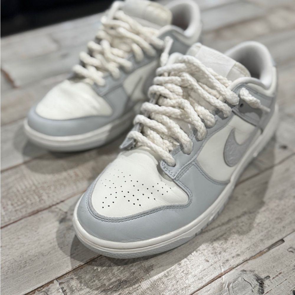 Nike Dunk Low Needlework Sail Aura (Light Gray and White) Sneakers (Size 9.5)